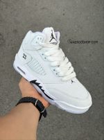 جردن فایو ساق دار/ سفید سفید مشکی/SSM/کد540 - Image 3