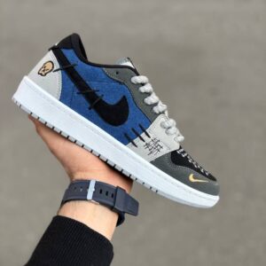 کتونی نایک وودو آبی طوسی مشکی / ساق کوتاه