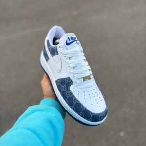 کتونی ایرفورس وان / مشکی سفید / سفید آبی لویی