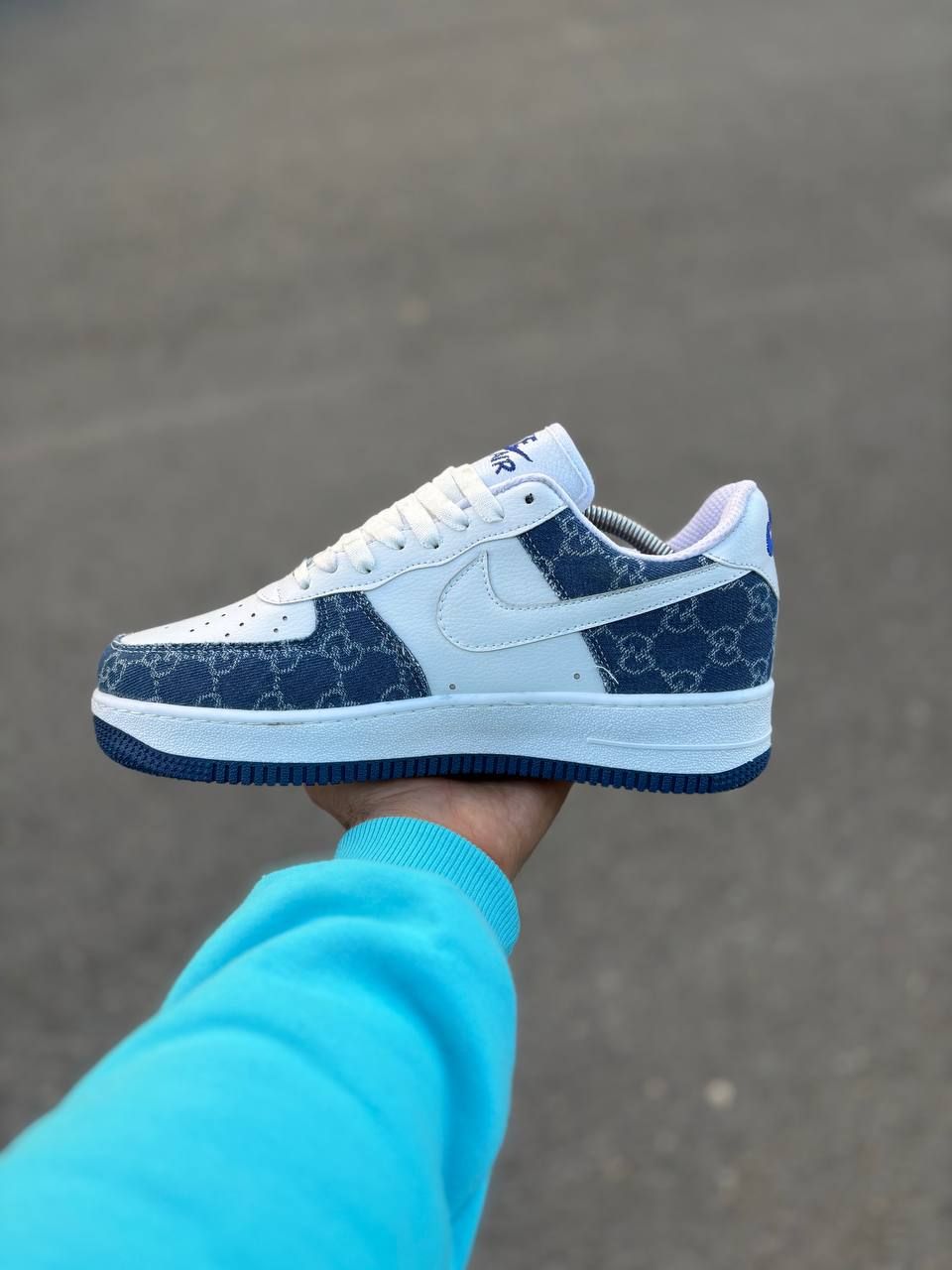 کتونی ایرفورس وان / مشکی سفید / سفید آبی لویی - تصویر 4