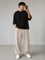 Baggy-style-fabric-pants-premium-Oisou-fabric-cream-color-heroshoop-view-1.webp