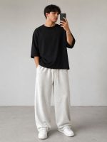 Baggy-style-fabric-pants-premium-Oisou-fabric-white-color-heroshoop-view-1.jpg