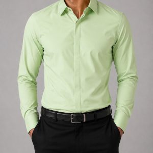 Pistachio-green-formal-men-shirt-with-hidden-buttons-heroshoop.jpg