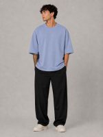 Simple-light-blue-smoky-cotton-T-shirt-with-two-thread-design-Heroshoop-view-1.jpg