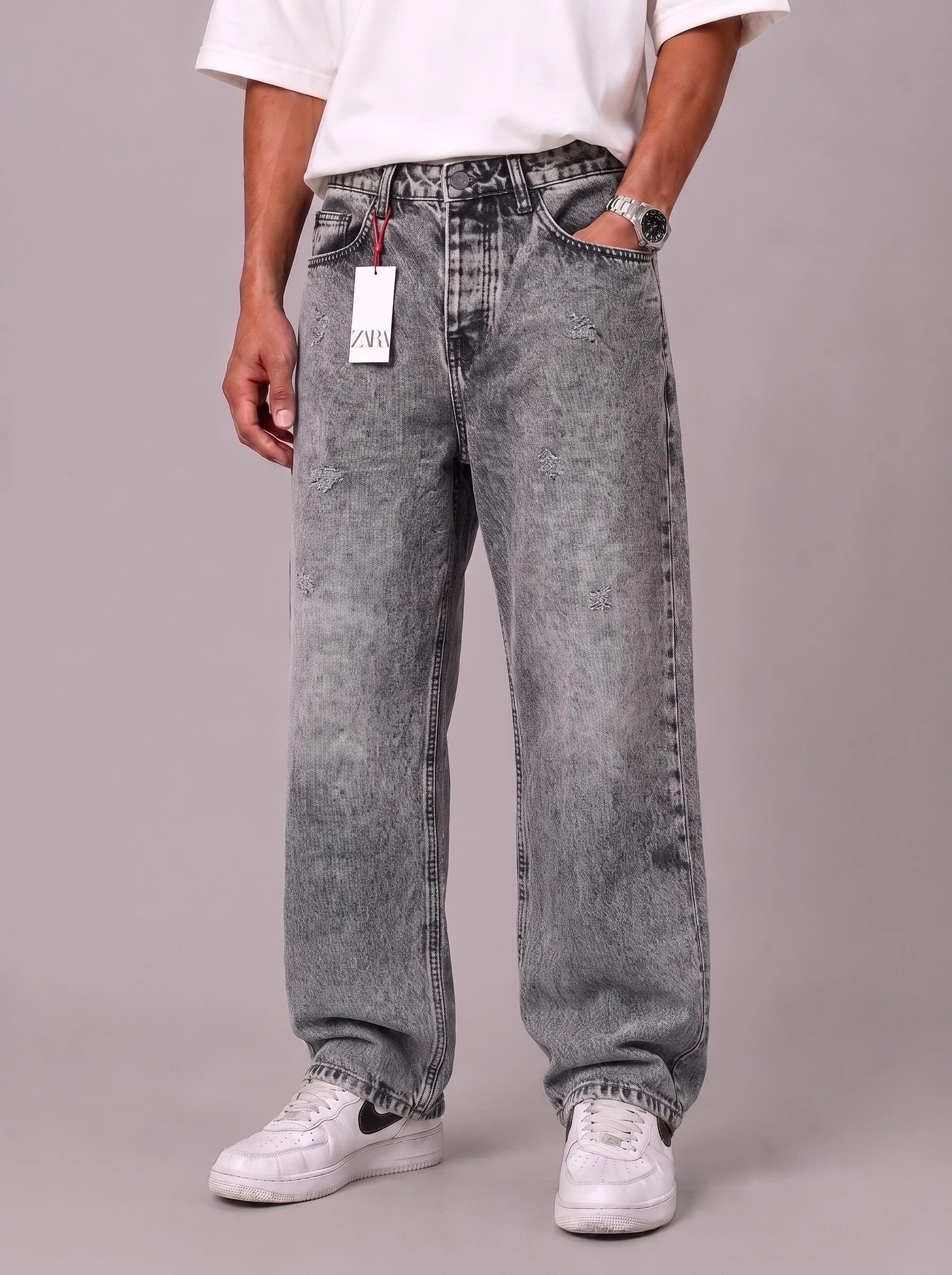 Baggy jeans Gray color heroshoop شلوار جین بگ استایل / رنگ طوسی / کد 3009 - Image 1
