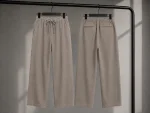 شلوار پارچه ای بگ استایل ساده / پارچه طبیعی لیوسل / رنگ کرمی 1 / پارچه درجه یک - Image 3