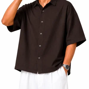 Mens-Lyocell-shirt-Brown-color-heroshoop.com-view1.webp