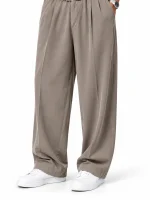 Natural-Lyocell-fabric-semi-bag-trousers-Long-length-108-cm-Cream-color-1-heroshoop.com-view1.webp