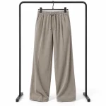Natural Lyocell fabric semi-bag trousers Long length (108 cm) Cream color 1 heroshoop.com view4.png