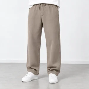Natural-Lyocell-fabric-semi-bag-trousers-Long-length-108-cm-Solid-cream-color-heroshoop.com-view1.webp