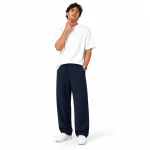 Natural-Lyocell-fabric-semi-bag-trousers-Long-length-108-cm-Solid-navy-blue-heroshoop.com-view2.webp