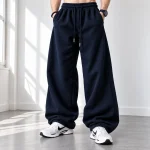 Baggy-Jogger-Pants-3-Thread-Cotton-Fleece-Length-110-cm-Elastic-Waist-Adjustable-Cuffs-with-Cord-Locks-Color-Navy-Blue-Code-8005-www.heroshoop.com-View-2.webp