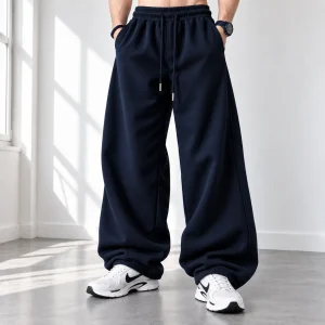 Baggy-Jogger-Pants-3-Thread-Cotton-Fleece-Length-110-cm-Elastic-Waist-Adjustable-Cuffs-with-Cord-Locks-Color-Navy-Blue-Code-8005-www.heroshoop.com-View-2.webp