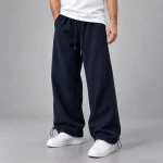 Baggy-style-joggers-Length-110-cm-Elastic-waistband-Adjustable-cuffs-with-toggles-Color-Navy-blue-Code-8005-3-thread-cotton-French-terry-www.heroshoop.com-view-1.webp