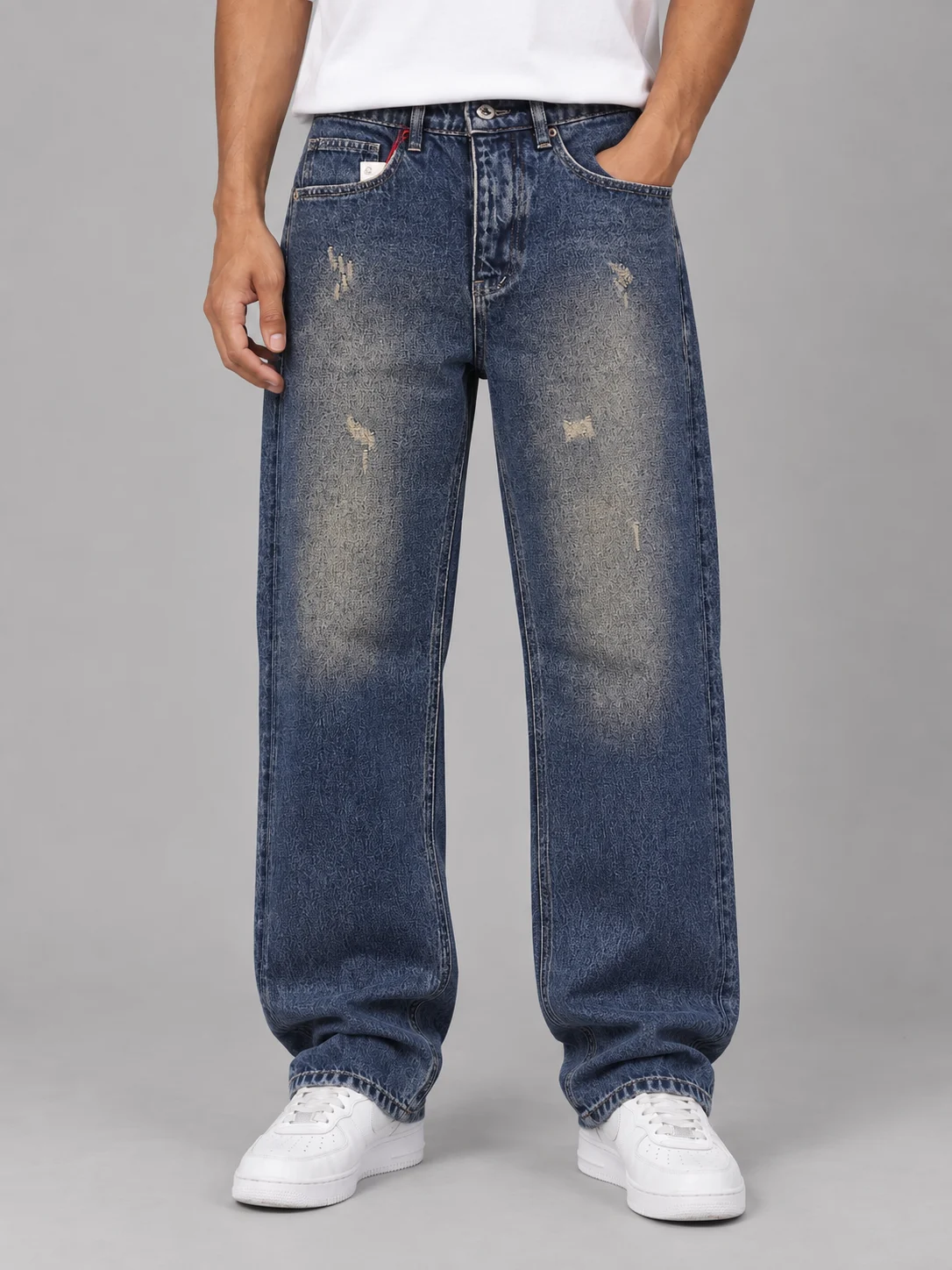 Jeans_www.heroshoop.com_view1 شلوار جین مردانه قواره بگ استایل / رنگ آبی تیره / کد 3029/ پارچه پر درجه یک 13 انس - تصویر 1