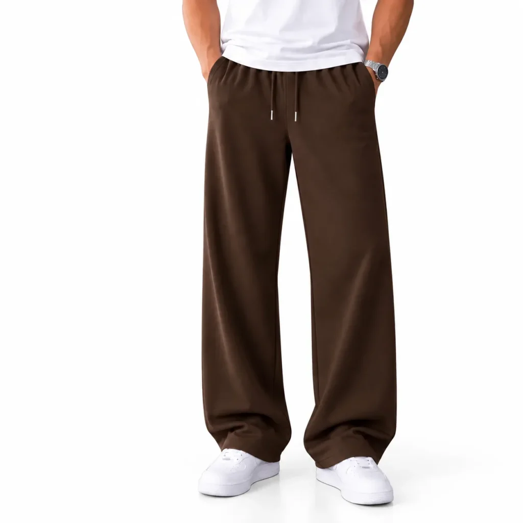 Men's Natural Lyocell Trousers Relaxed Fit Dark Brown Length 110 heroshoop.com view1.png