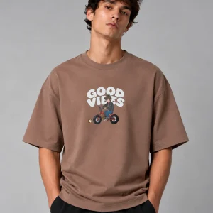 Premium-Cotton-T-Shirt-Makan-GOOD-VIBES-Print-Brown-heroshoop.com-View-1.webp