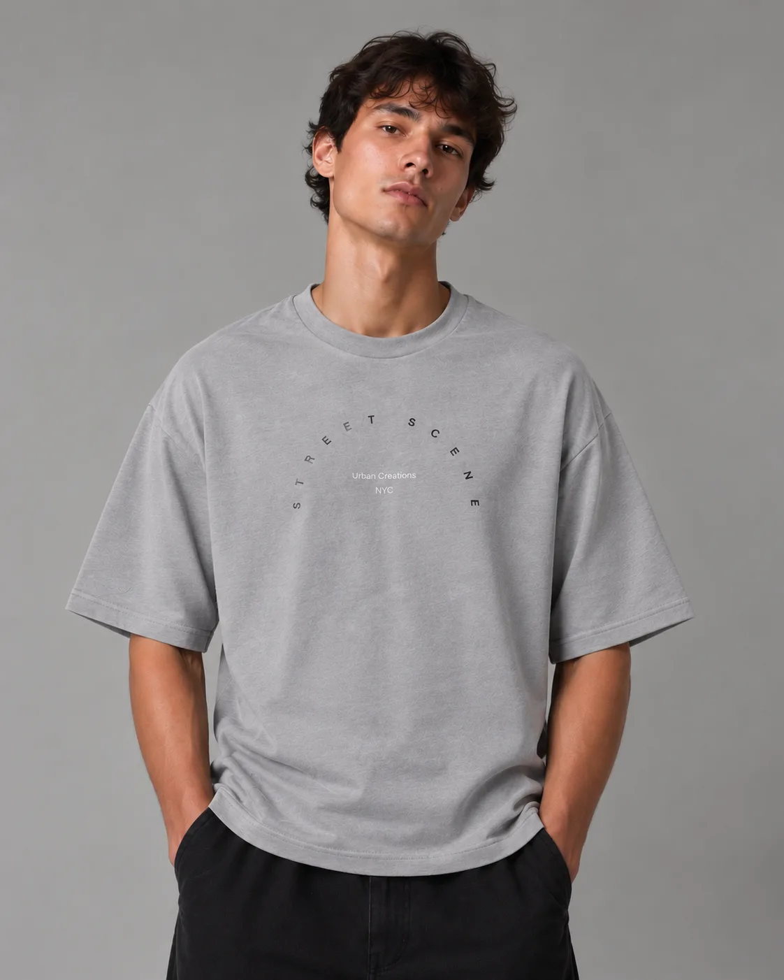 Premium Cotton T-Shirt (Makan) Street Scene Print Gray heroshoop.com View 1 Premium-Cotton-T-Shirt-Makan-Street-Scene-Print-Gray-heroshoop.com-View-1.webp