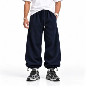 Unisex-Sporty-Baggy-Style-Joggers-Premium-3-Thread-Cotton-Fabric-Length-110-cm-Color-Navy-Blue-Code-8005-www.heroshoop.com-View-1.webp