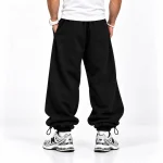 Baggy-Joggers-3-thread-cotton-French-terry-Length-110-cm-Elastic-waistband-Adjustable-toggle-cuffs-Color-Black-Code-8001-www.heroshoop.com-view-2.webp