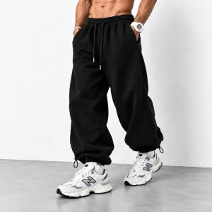 Black-Baggy-Joggers-Loose-fit-with-fitted-cuffs-Adjustable-cuffs-with-stoppers-Code-8006-www.heroshoop.com-View-1.webp