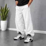 Jogger-pants-Baggy-fit-3-thread-cotton-French-terry-Dual-mode-adjustable-cuffs-with-stoppers-White-www.heroshoop.com-view-1.webp