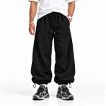 Unisex-Sport-Joggers-Black-Baggy-Style-3-Thread-Cotton-Fleece-Fleece-Lined-Length-110-cm-Elastic-Waist-Adjustable-Cuffs-with-Cord-Locks-Code-8001-www.heroshoop.com-View-1.webp