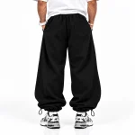 Unisex-Sport-Joggers-Black-Baggy-Style-3-Thread-Cotton-Fleece-Fleece-Lined-Length-110-cm-Elastic-Waist-Adjustable-Cuffs-with-Cord-Locks-Code-8001-www.heroshoop.com-View-2.webp
